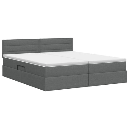 Opbergbed met matras Donkergrijs 140 x 200 cm fluweel