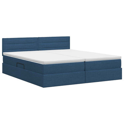 Opbergbed met matras met hoofdeinde Blauw 140 x 200 cm fluweel