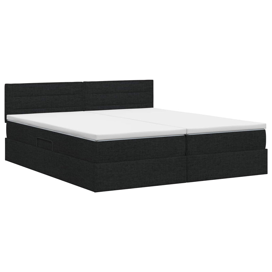 Opbergbed met matras met hoofdeinde Zwart 160 x 200 cm fluweel