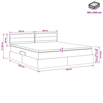 Opbergbed met matras met hoofdeinde Taupe 160 x 200 cm fluweel