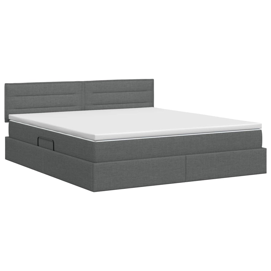 Opbergbed met matras Donkergrijs 180 x 200 cm fluweel