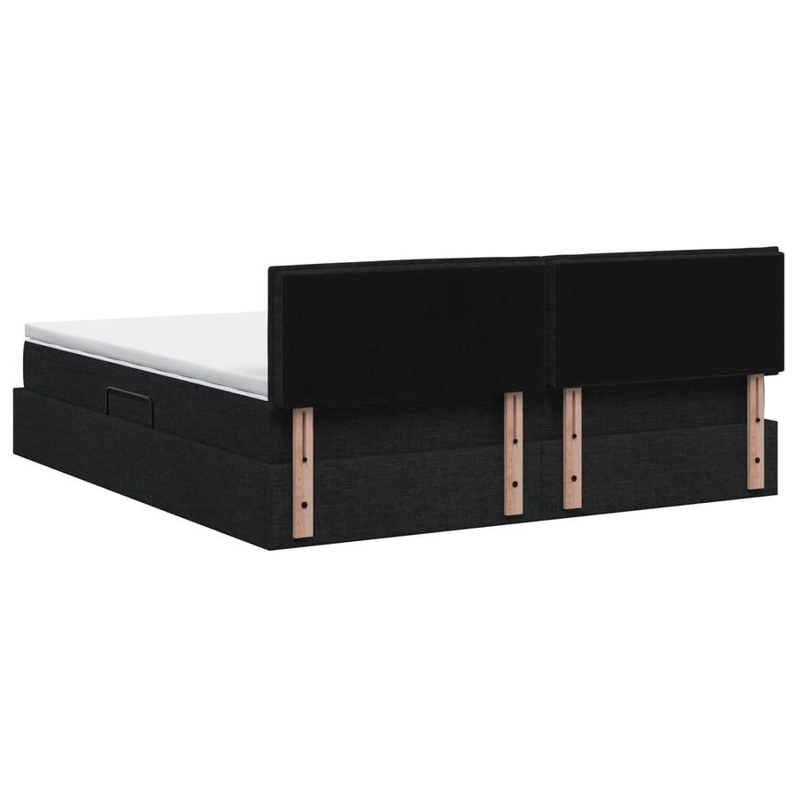Opbergbed met matras met hoofdeinde Zwart 180 x 200 cm fluweel