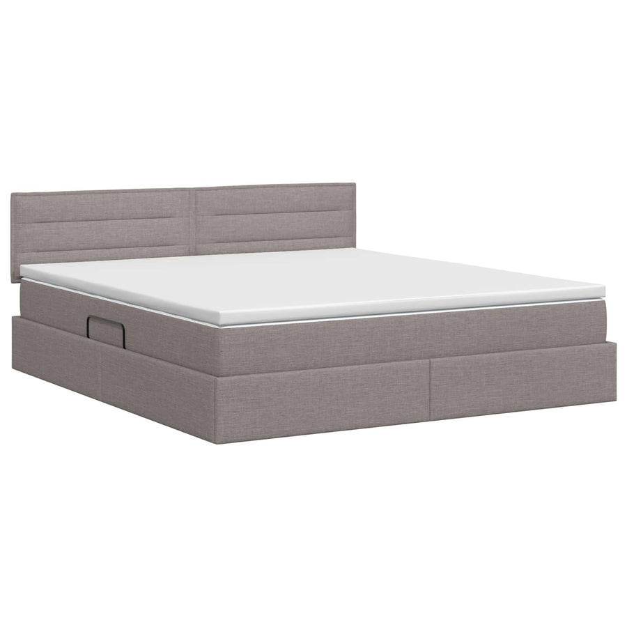 Opbergbed met matras met hoofdeinde Taupe 180 x 200 cm fluweel