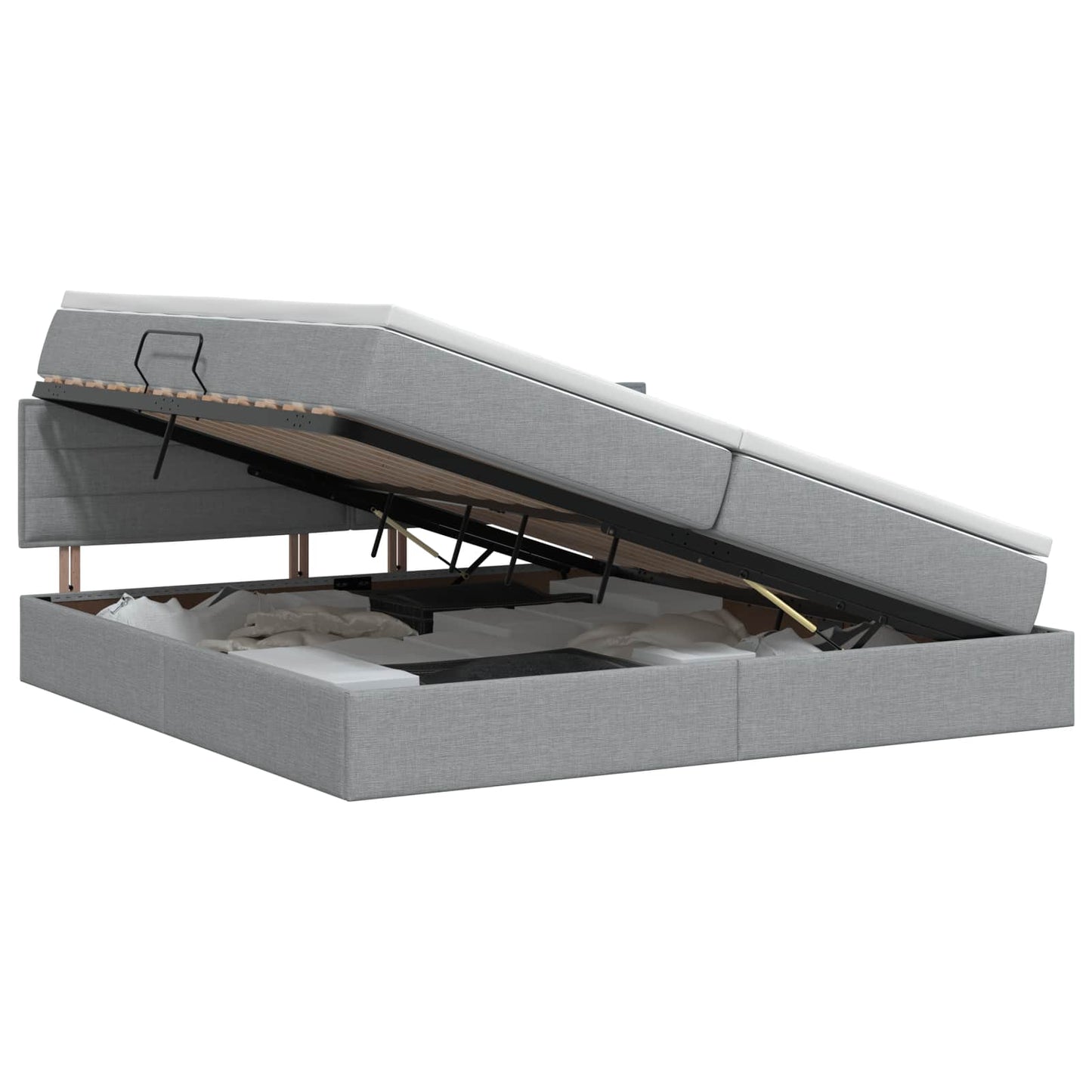Opbergbed met matras Lichtgrijs 200 x 200 cm fluweel