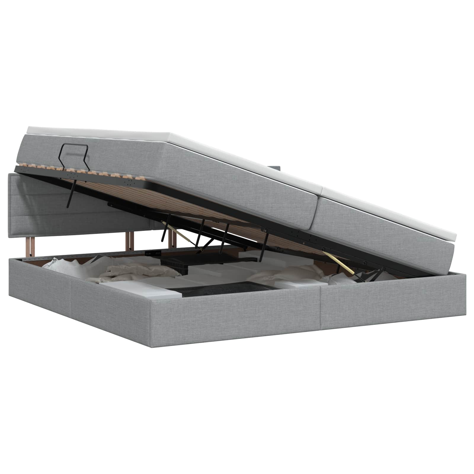 Opbergbed met matras Lichtgrijs 200 x 200 cm fluweel