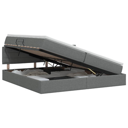 Opbergbed met matras Donkergrijs 200 x 200 cm fluweel