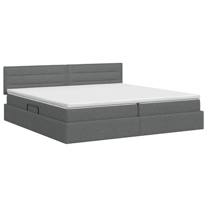 Opbergbed met matras Donkergrijs 200 x 200 cm fluweel