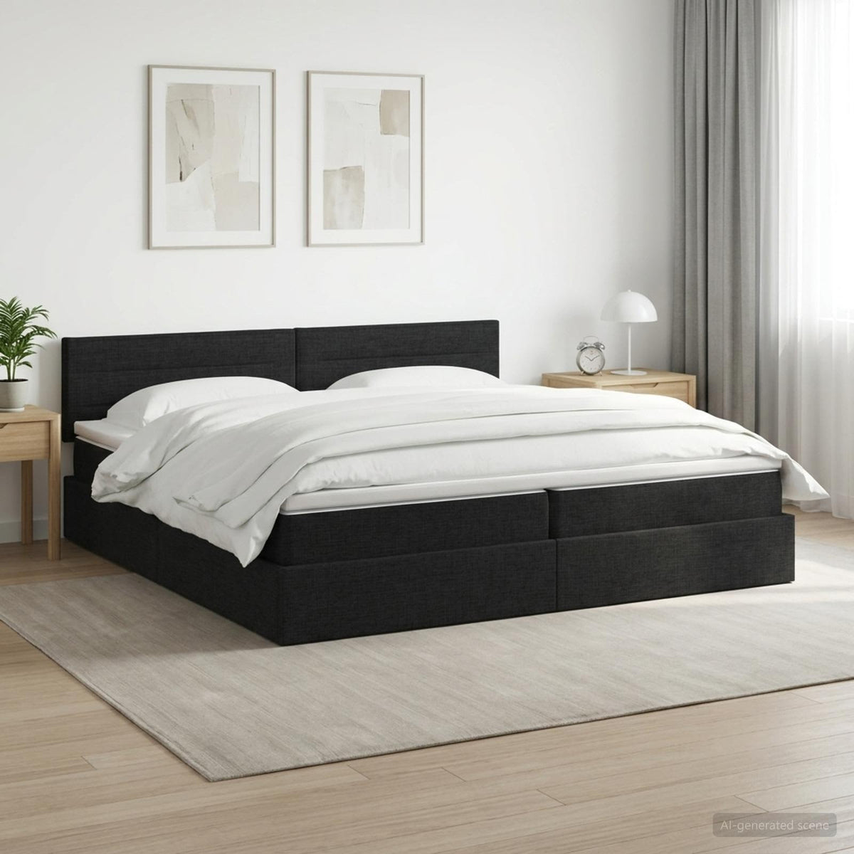 Opbergbed met matras met hoofdeinde Zwart 200 x 200 cm fluweel