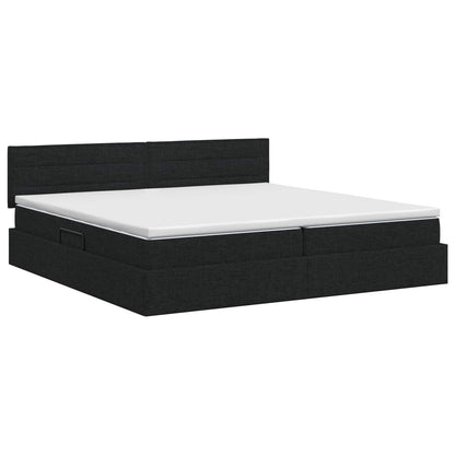 Opbergbed met matras met hoofdeinde Zwart 200 x 200 cm fluweel