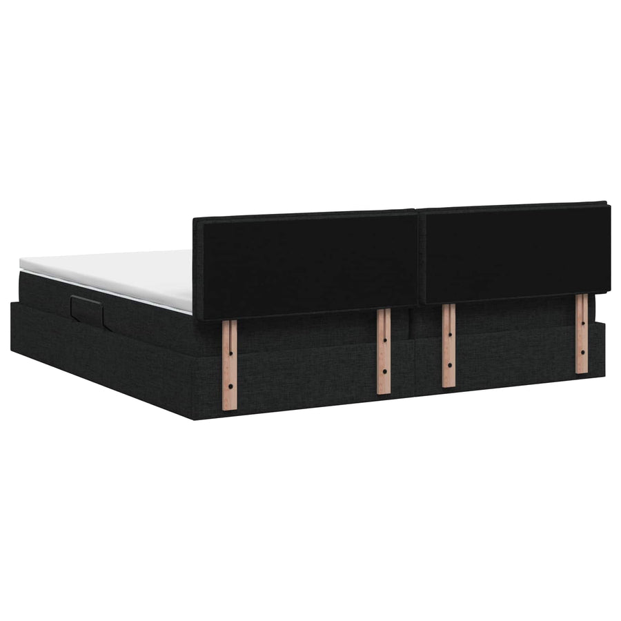 Opbergbed met matras met hoofdeinde Zwart 200 x 200 cm fluweel