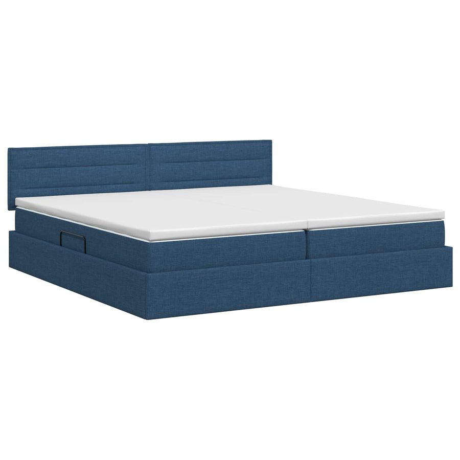 Opbergbed met matras met hoofdeinde Blauw 200 x 200 cm fluweel