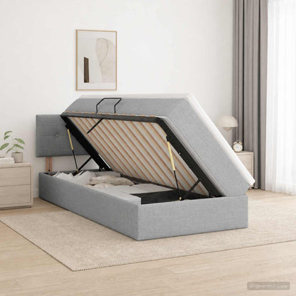 Opbergbed met matras Lichtgrijs 100 x 200 cm fluweel