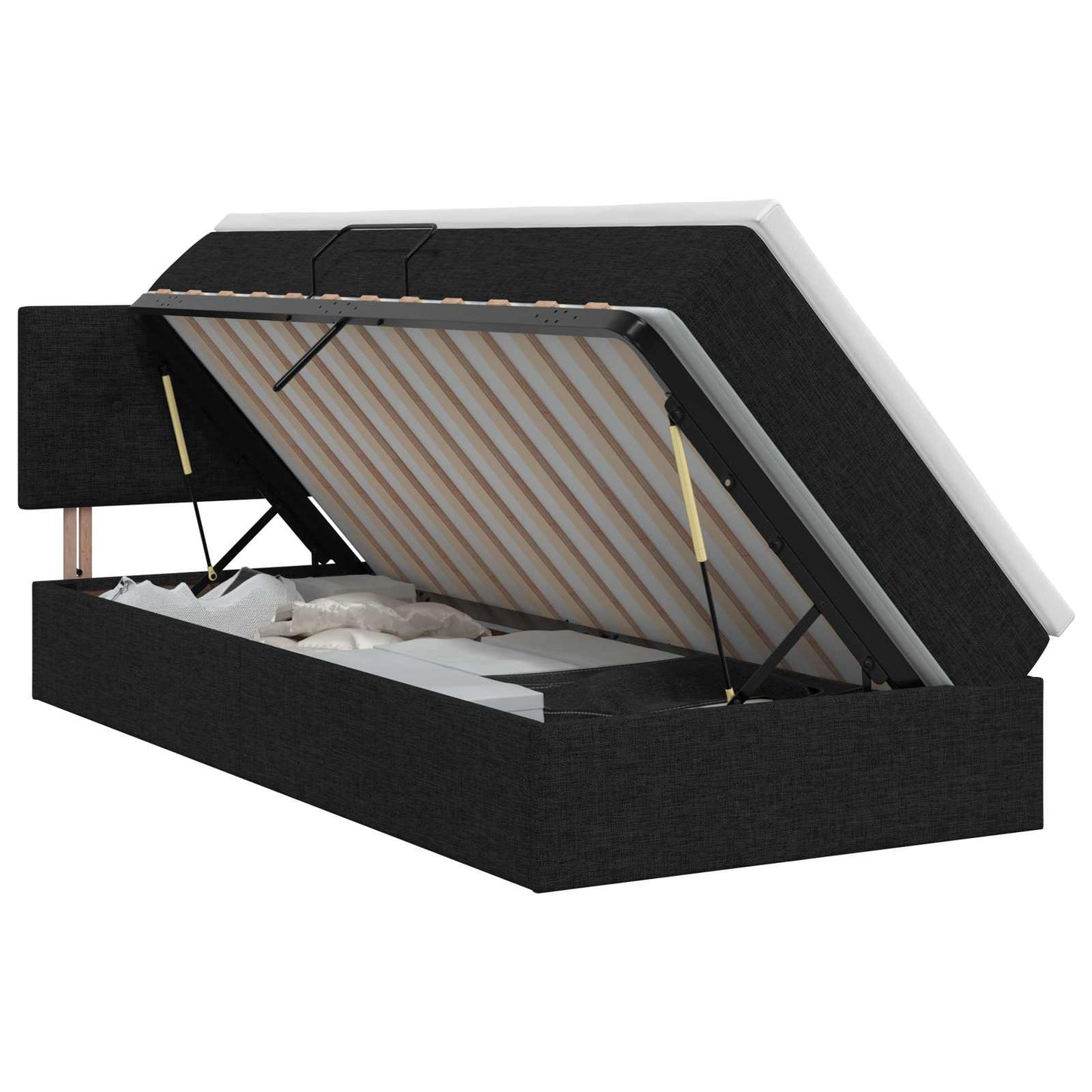 Opbergbed met matras met hoofdeinde Zwart 90 x 190 cm fluweel