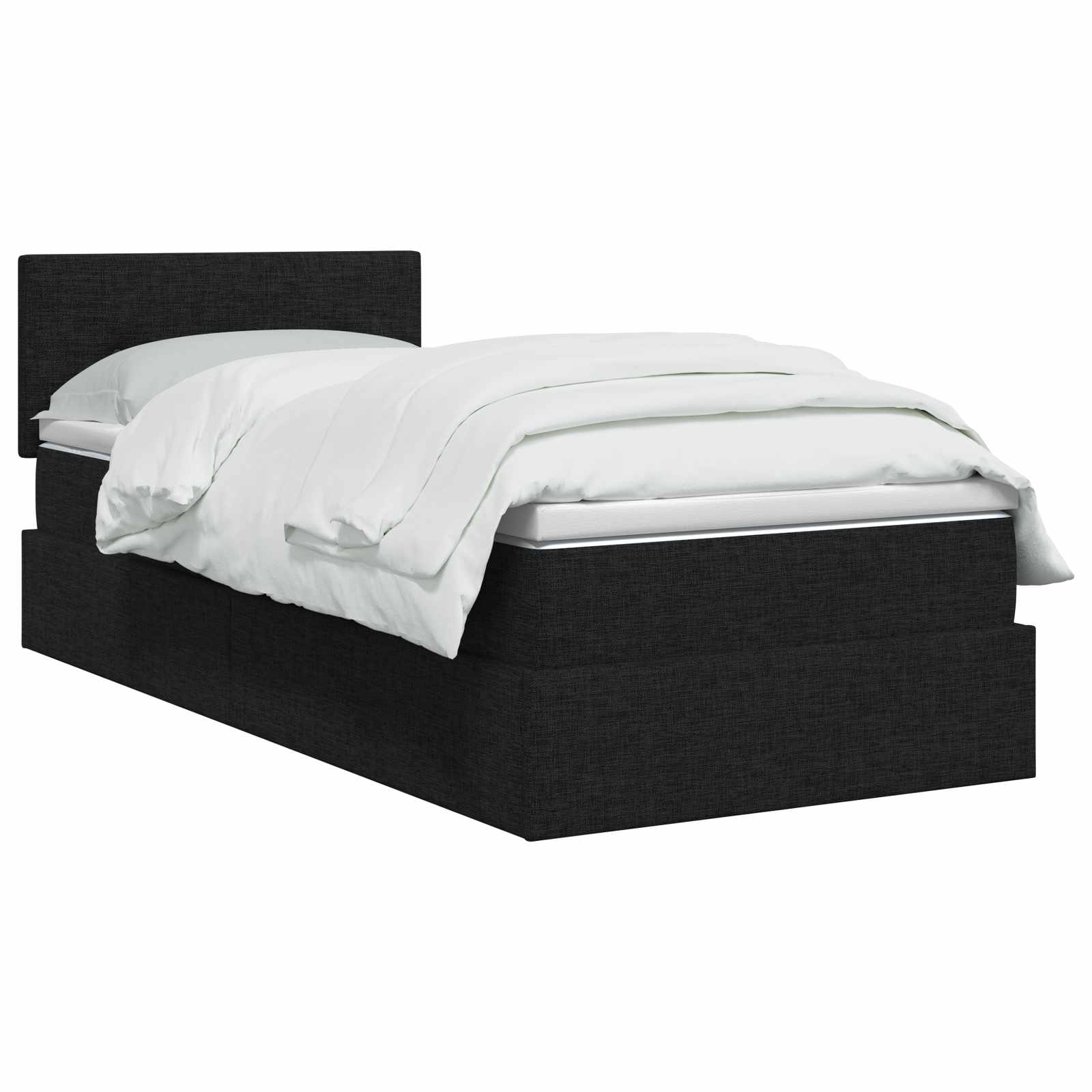 Opbergbed met matras met hoofdeinde Zwart 90 x 190 cm fluweel