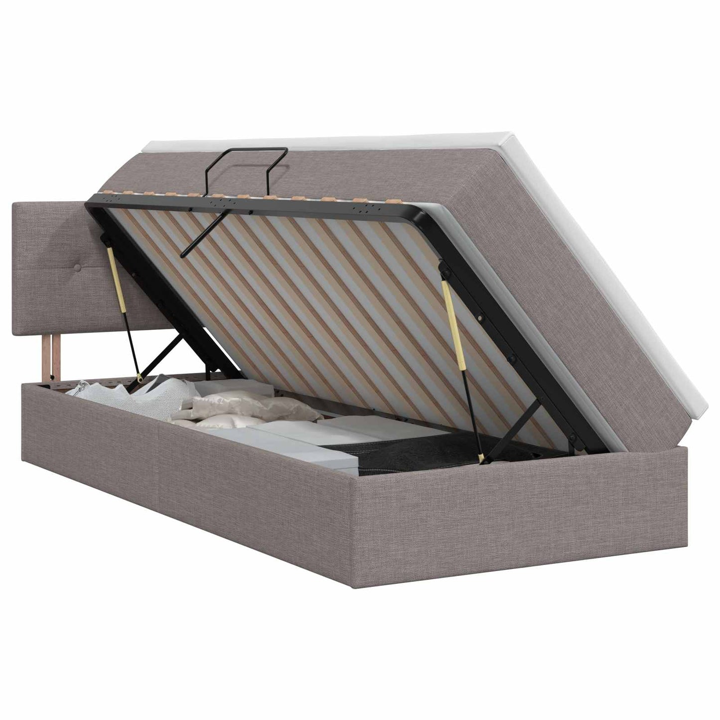 Opbergbed met matras met hoofdeinde Taupe 90 x 190 cm fluweel