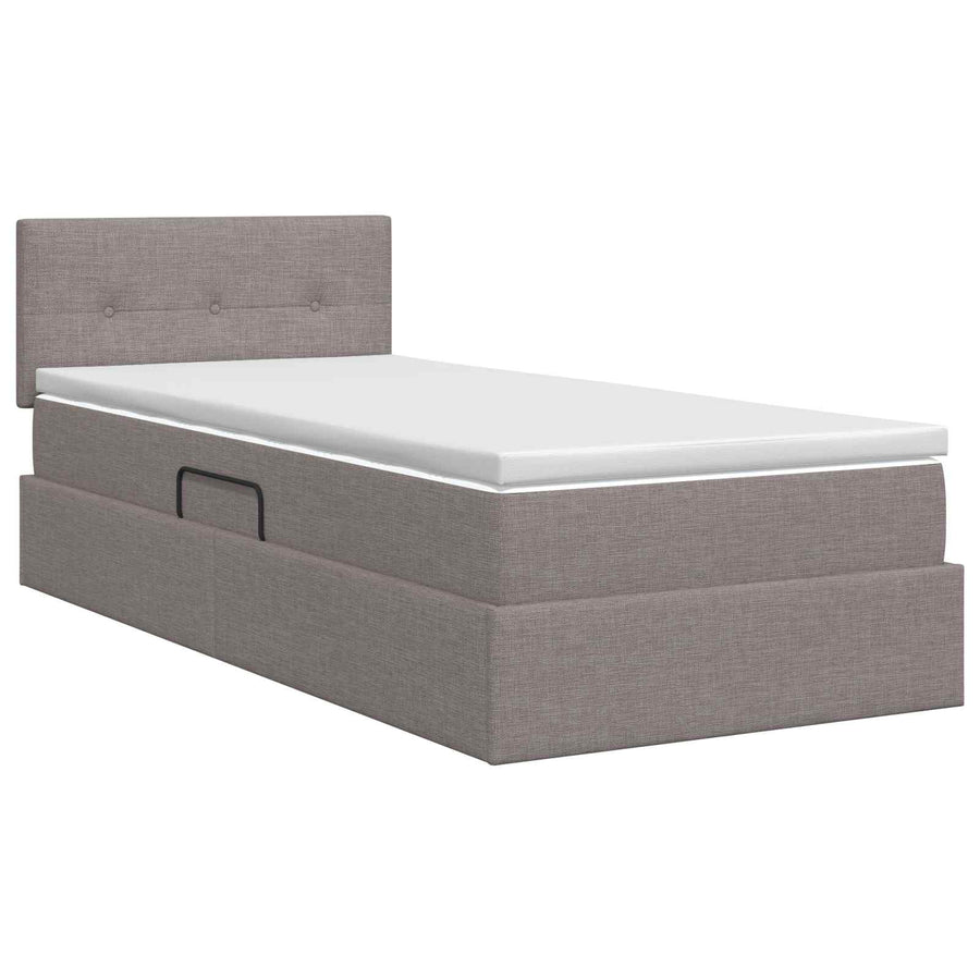 Opbergbed met matras met hoofdeinde Taupe 90 x 190 cm fluweel