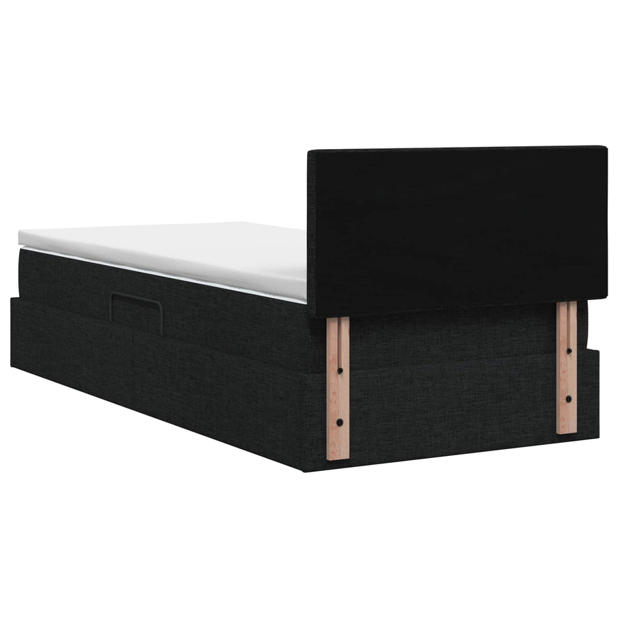 Opbergbed met matras met hoofdeinde Zwart 90 x 200 cm fluweel