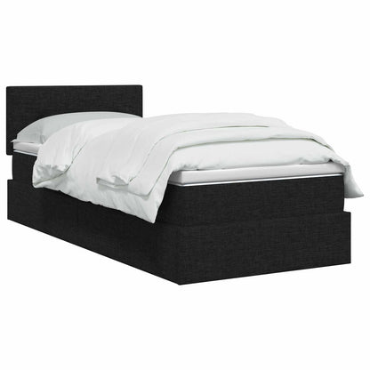 Opbergbed met matras met hoofdeinde Zwart 90 x 200 cm fluweel