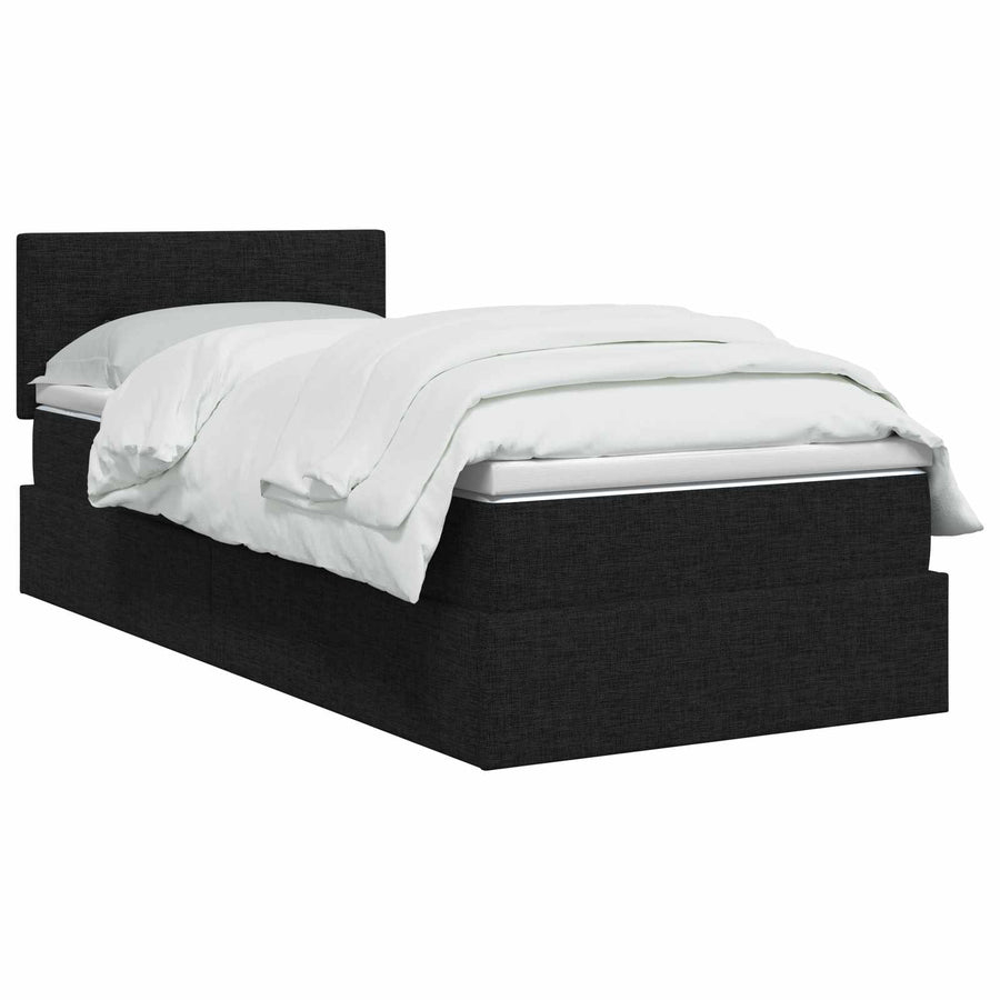 Opbergbed met matras met hoofdeinde Zwart 90 x 200 cm fluweel