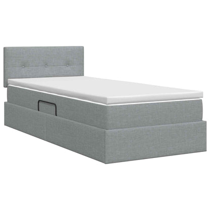 Opbergbed met matras Lichtgrijs 100 x 200 cm fluweel