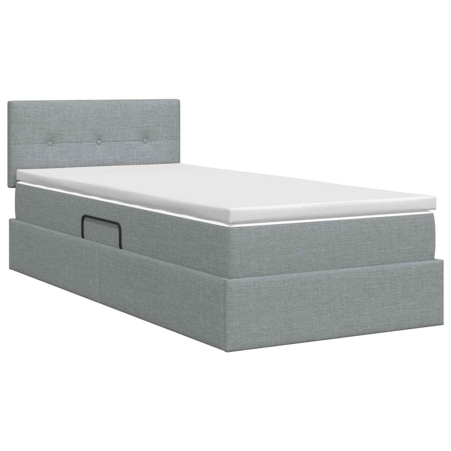 Opbergbed met matras Lichtgrijs 100 x 200 cm fluweel