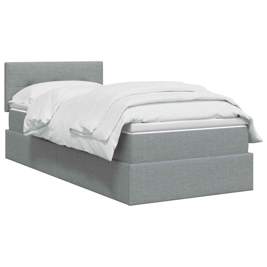 Opbergbed met matras Lichtgrijs 100 x 200 cm fluweel