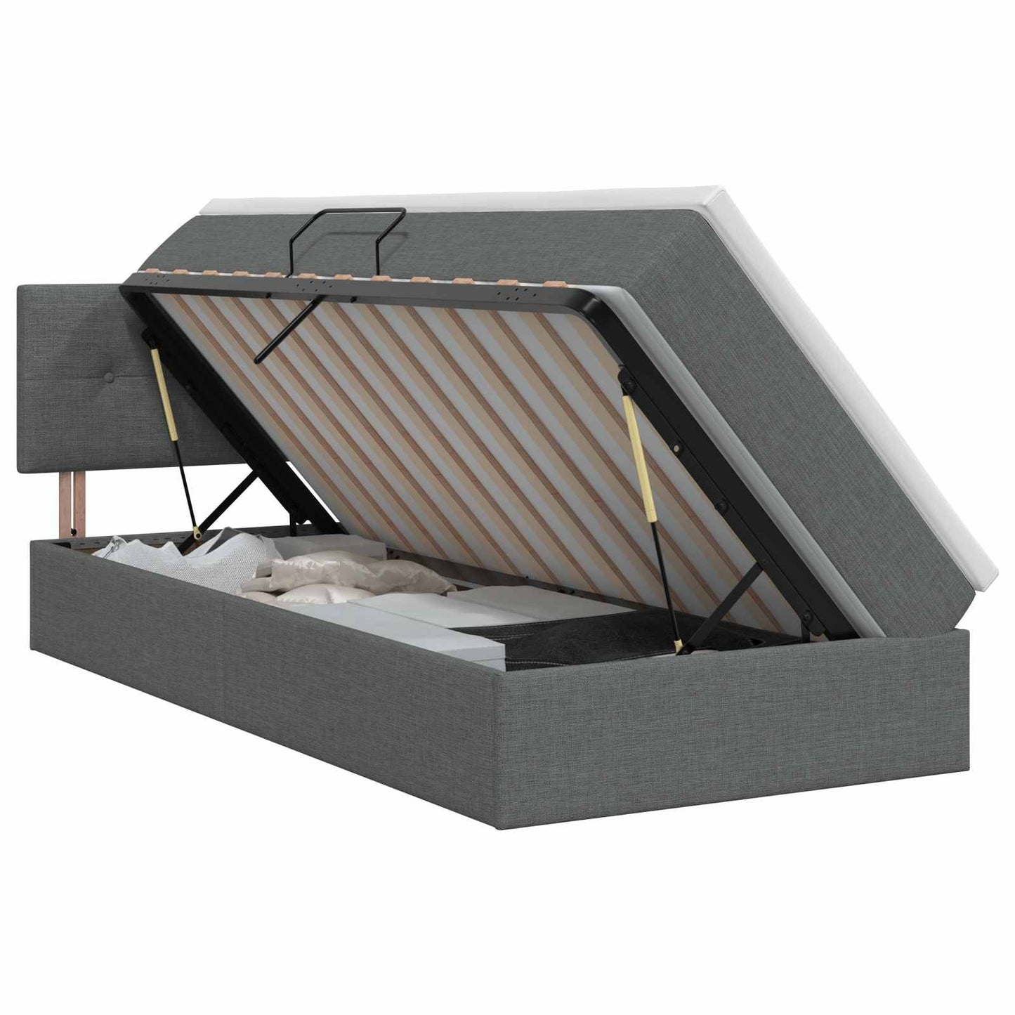 Opbergbed met matras Donkergrijs 100 x 200 cm fluweel