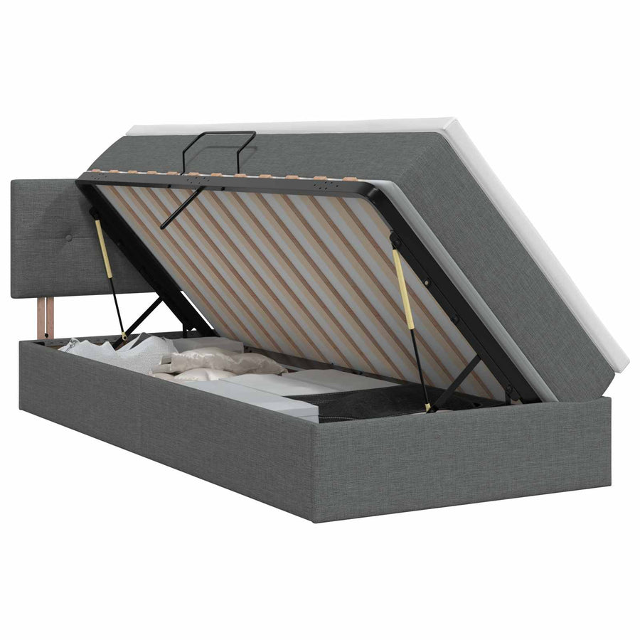 Opbergbed met matras Donkergrijs 100 x 200 cm fluweel