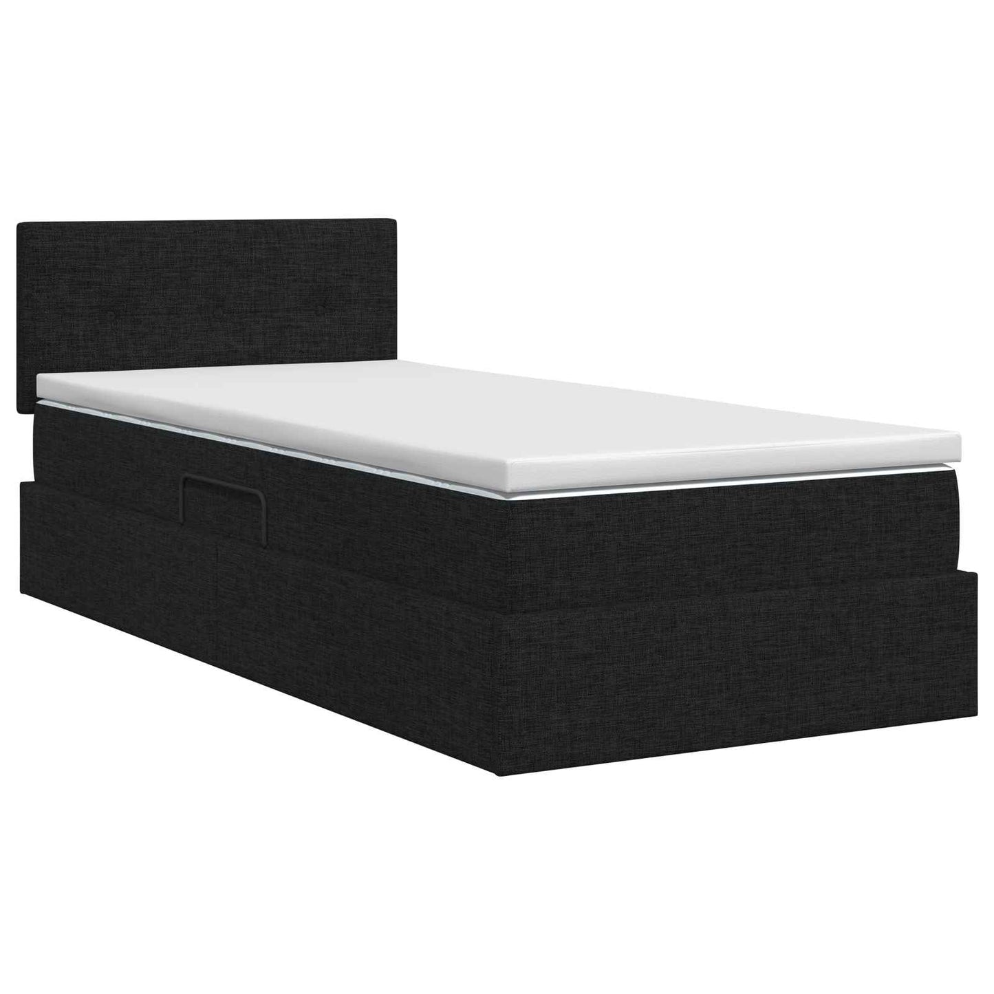 Opbergbed met matras met hoofdeinde Zwart 100 x 200 cm fluweel