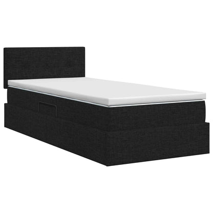Opbergbed met matras met hoofdeinde Zwart 100 x 200 cm fluweel