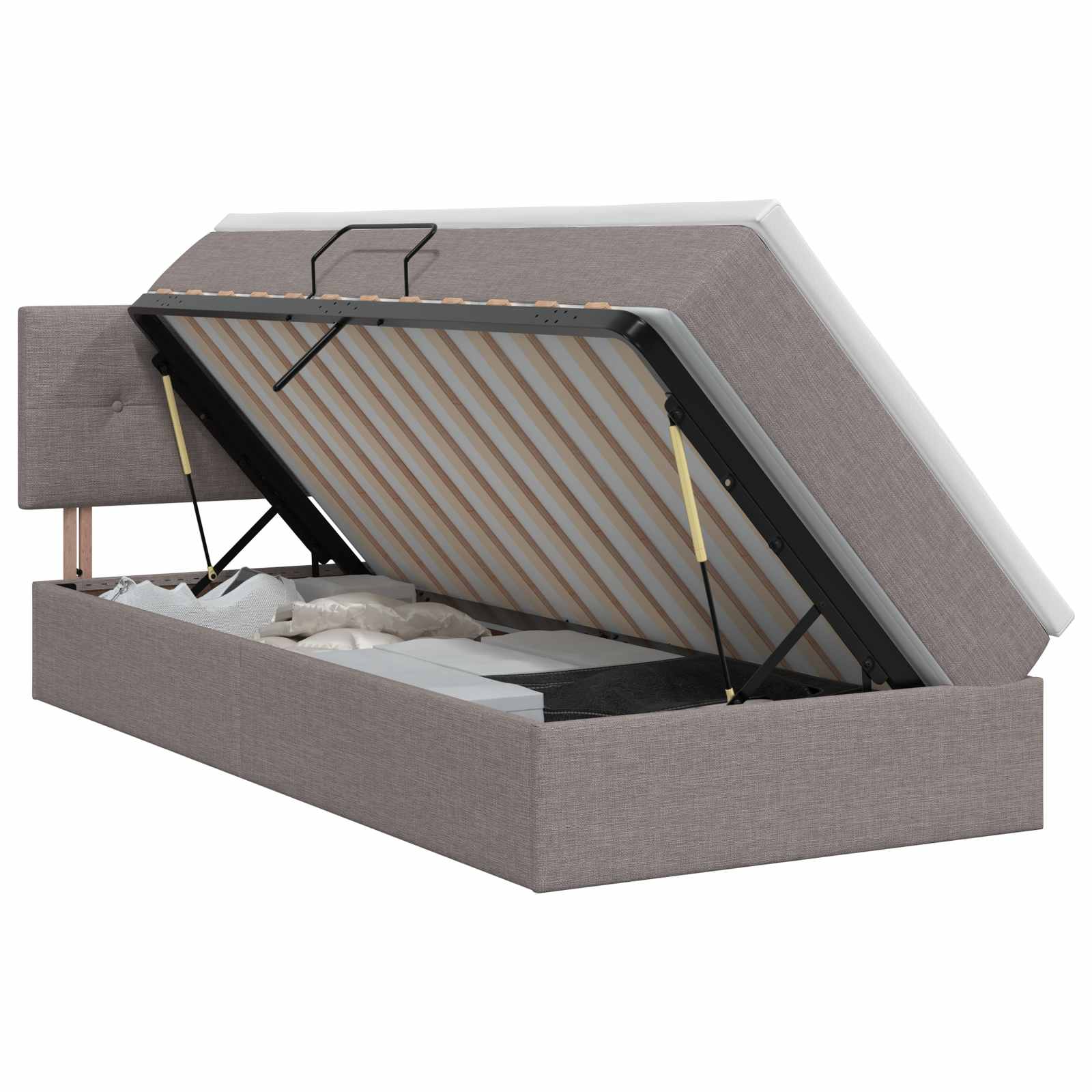 Opbergbed met matras met hoofdeinde Taupe 100 x 200 cm fluweel