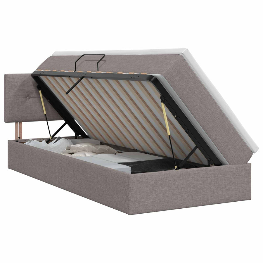 Opbergbed met matras met hoofdeinde Taupe 100 x 200 cm fluweel