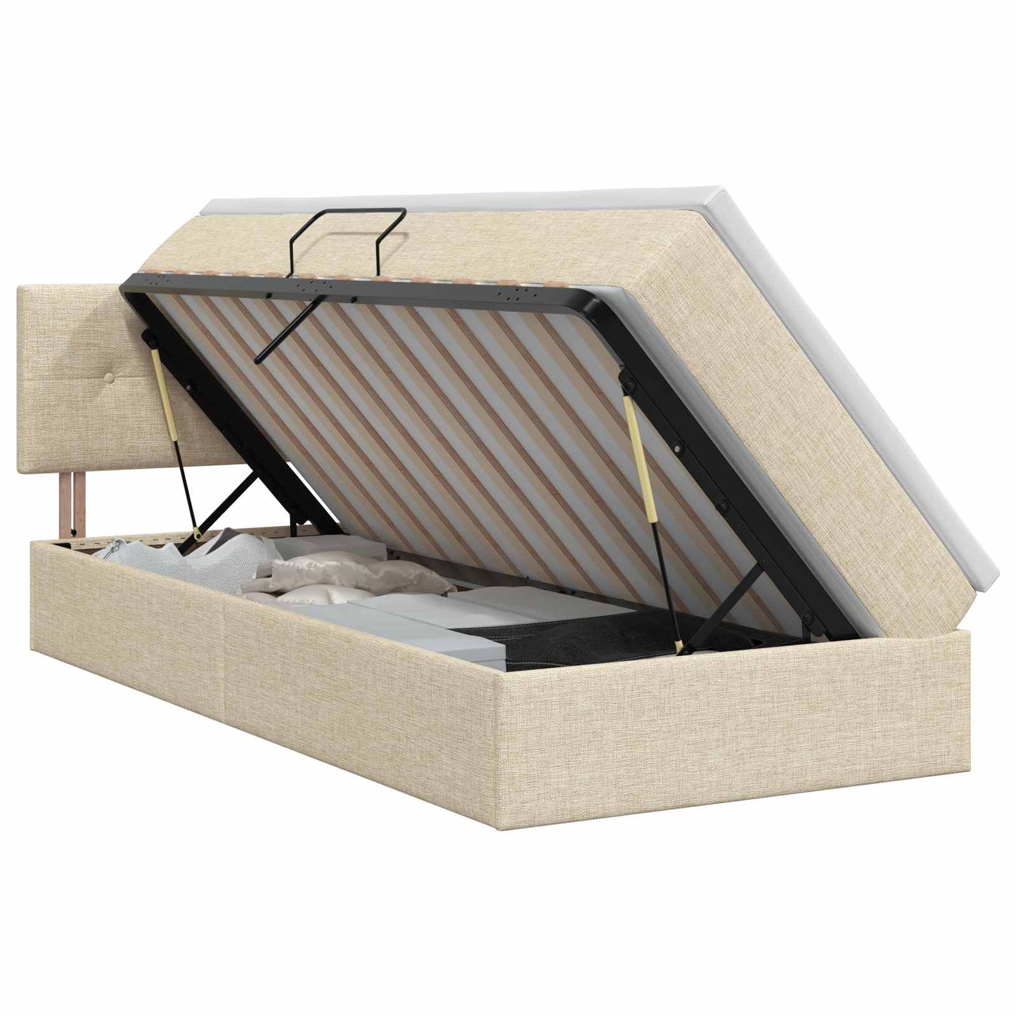 Opbergbed met matras Crèmekleurig 100 x 200 cm fluweel