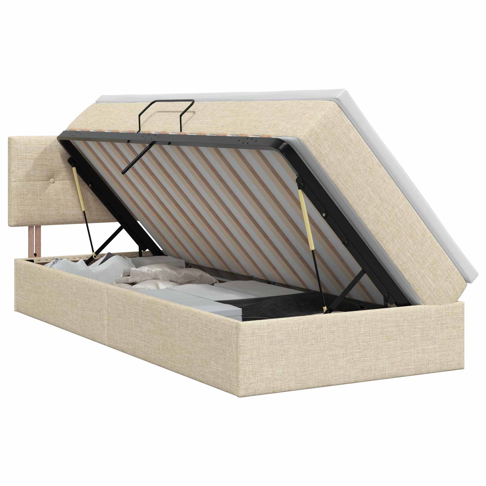 Opbergbed met matras Crèmekleurig 100 x 200 cm fluweel