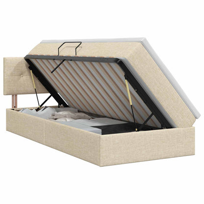 Opbergbed met matras Crèmekleurig 100 x 200 cm fluweel