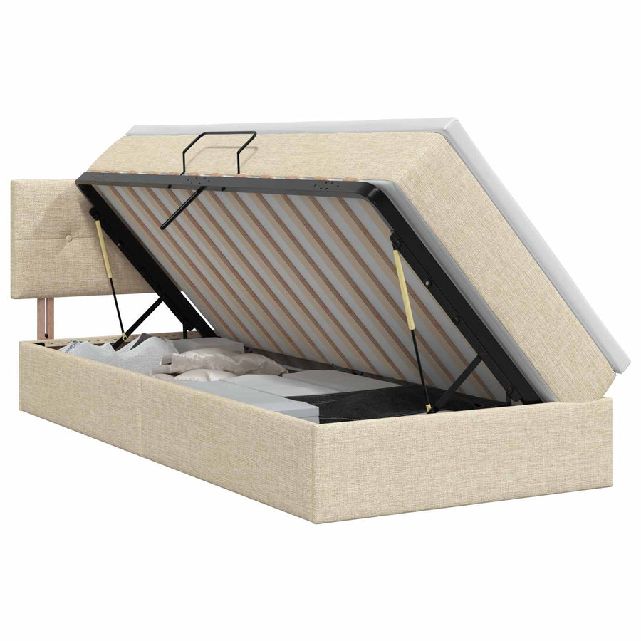 Opbergbed met matras Crèmekleurig 100 x 200 cm fluweel