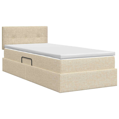 Opbergbed met matras Crèmekleurig 100 x 200 cm fluweel