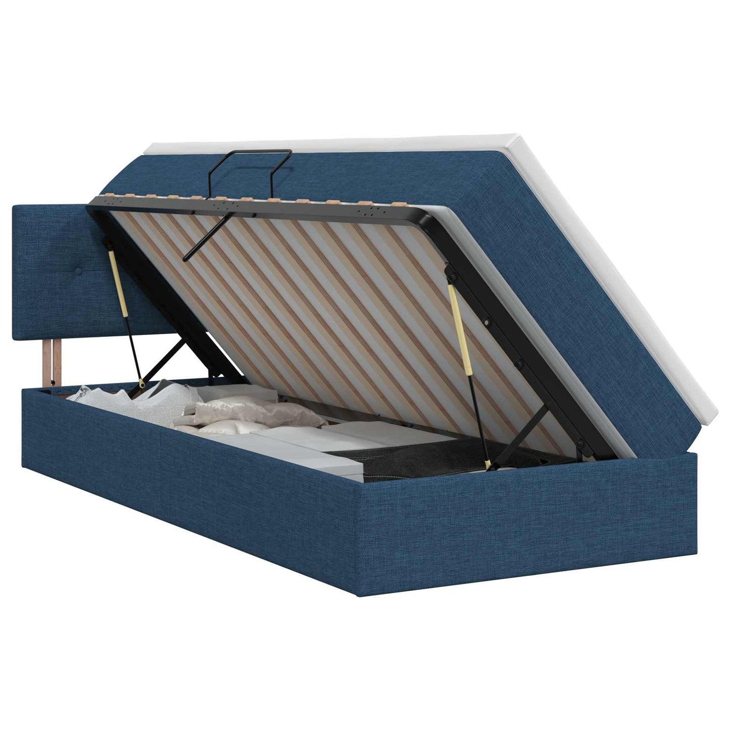 Opbergbed met matras met hoofdeinde Blauw 100 x 200 cm fluweel