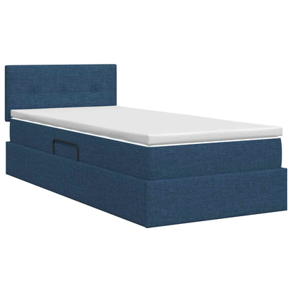 Opbergbed met matras met hoofdeinde Blauw 100 x 200 cm fluweel