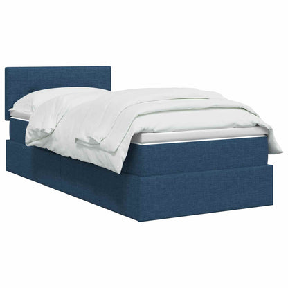 Opbergbed met matras met hoofdeinde Blauw 100 x 200 cm fluweel