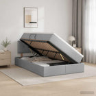 Opbergbed 120x200 cm lichtgrijs fluweel met matras