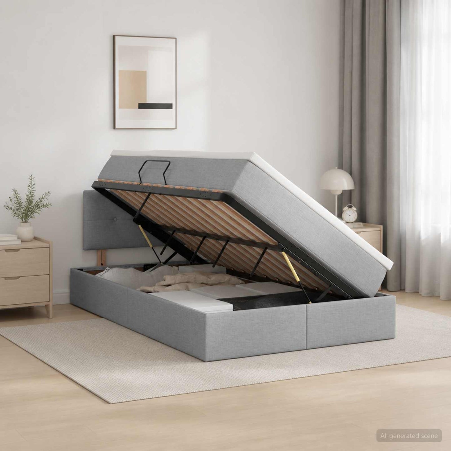 Opbergbed met matras Lichtgrijs 120 x 200 cm fluweel