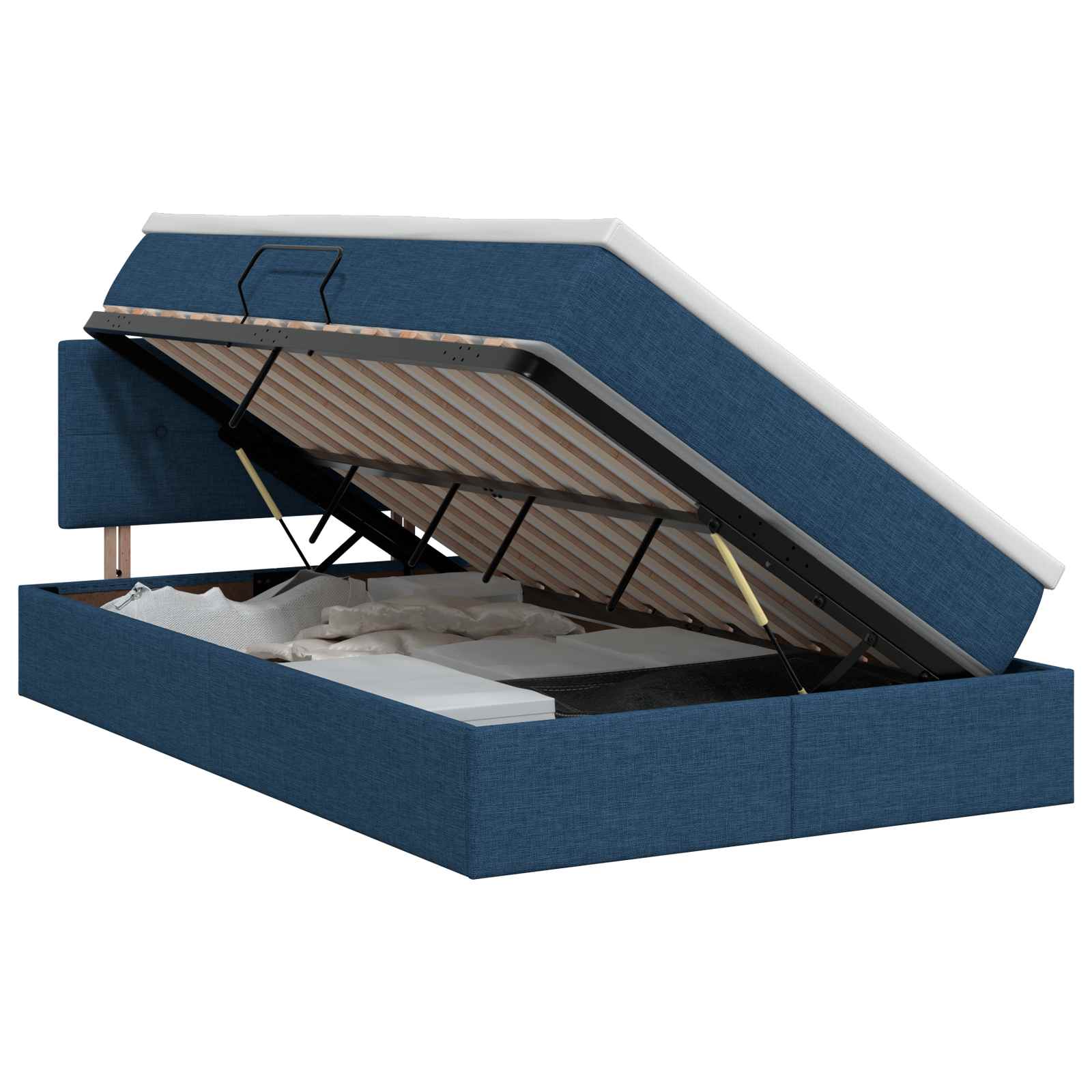 Opbergbed met matras met hoofdeinde Blauw 120 x 190 cm fluweel