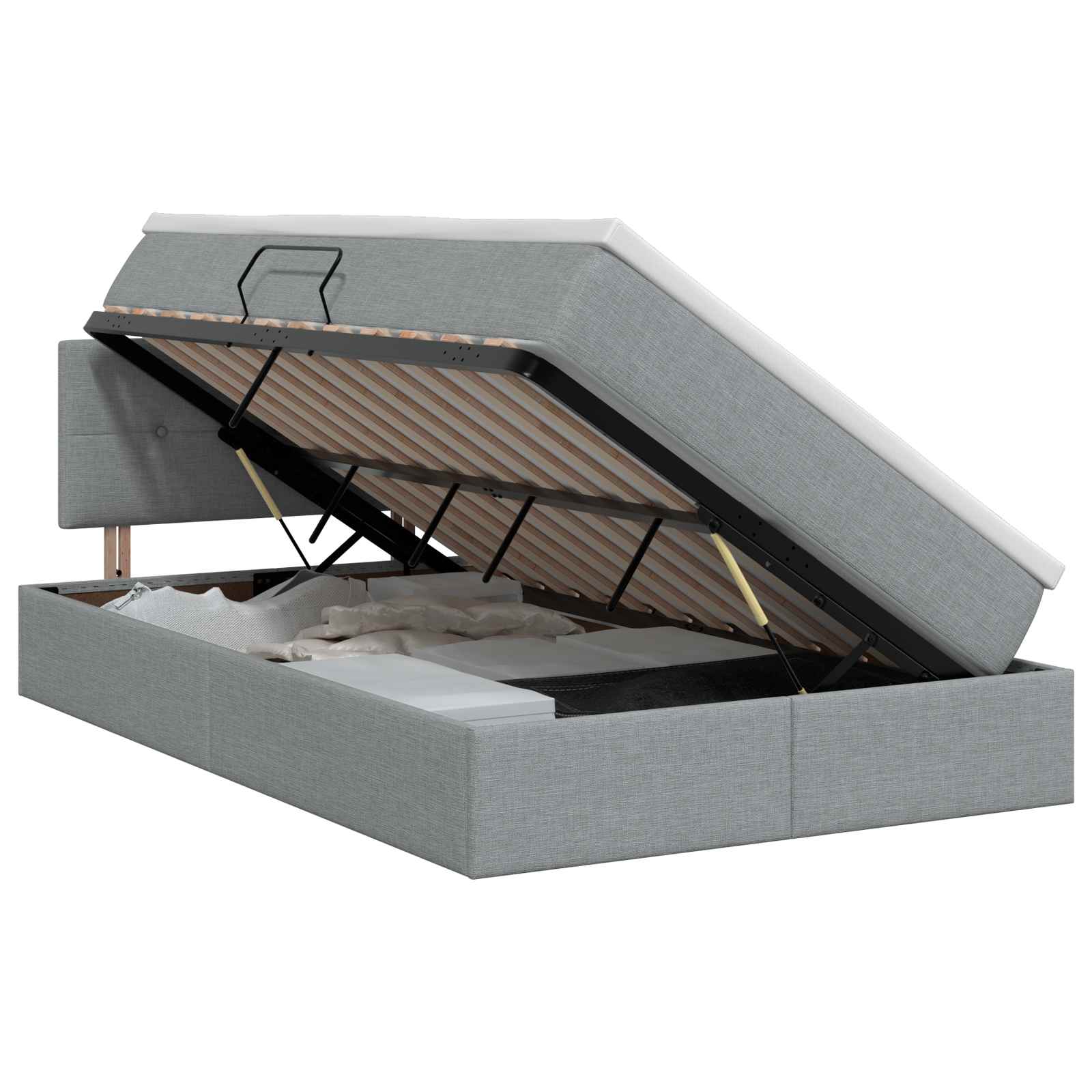 Opbergbed met matras Lichtgrijs 120 x 200 cm fluweel