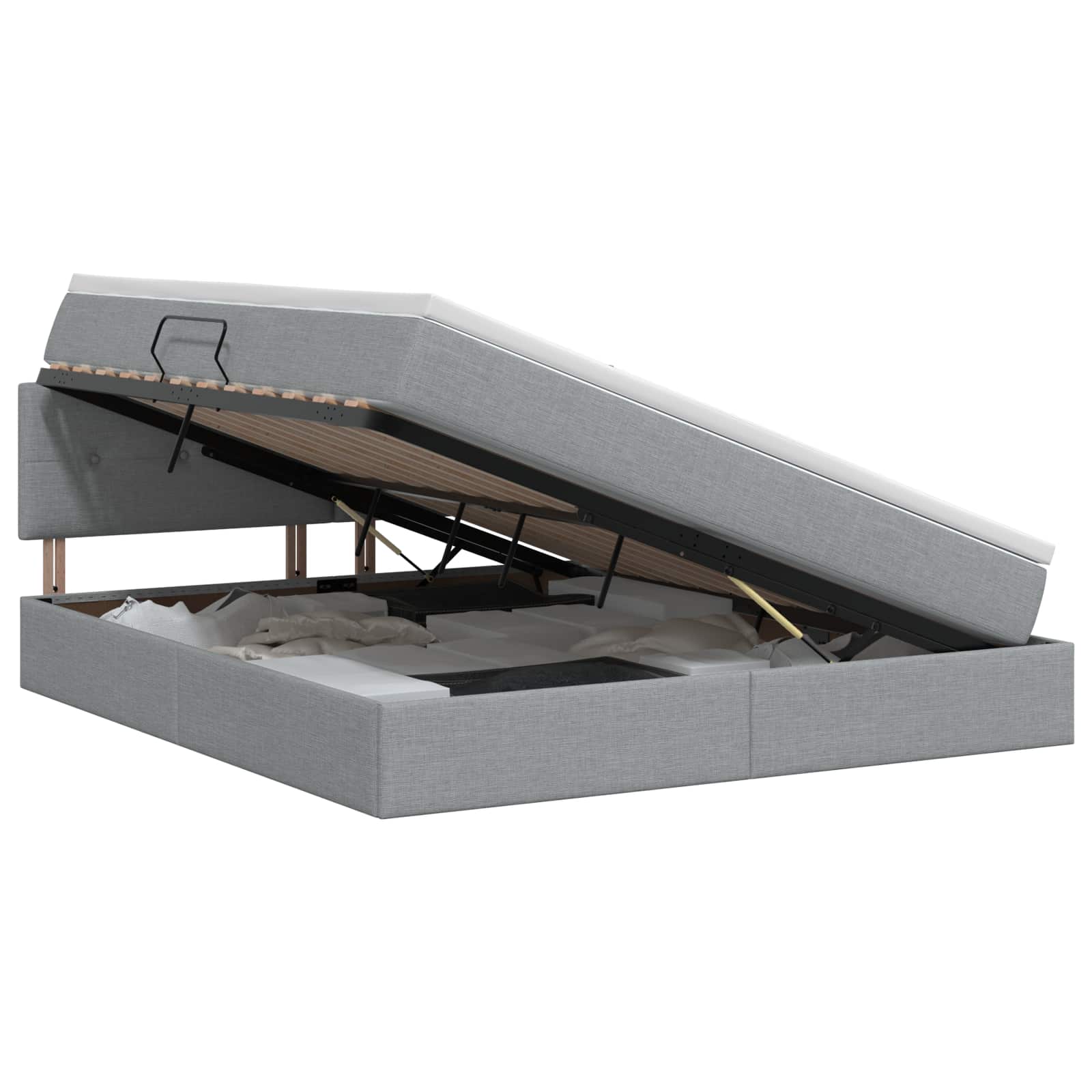 Opbergbed met matras Lichtgrijs 140 x 190 cm fluweel