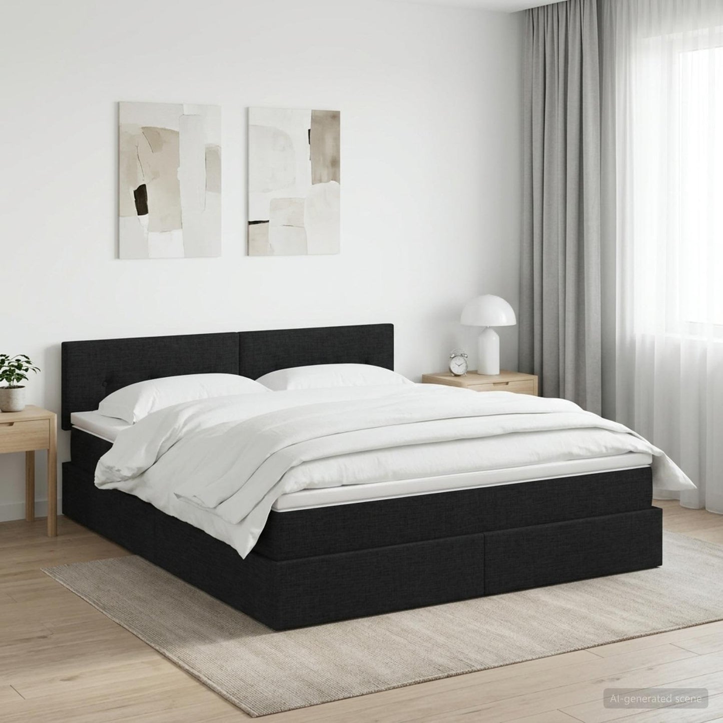 Opbergbed met matras met hoofdeinde Zwart 140 x 190 cm fluweel