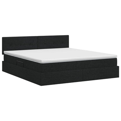 Opbergbed met matras met hoofdeinde Zwart 140 x 190 cm fluweel
