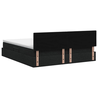 Opbergbed met matras met hoofdeinde Zwart 140 x 190 cm fluweel