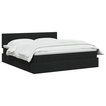 Opbergbed met matras met hoofdeinde Zwart 140 x 190 cm fluweel
