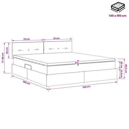 Opbergbed met matras met hoofdeinde Zwart 140 x 190 cm fluweel